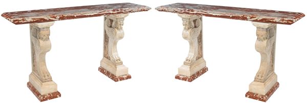Pair of marble side tables