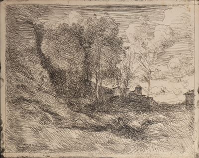 Corot, Souvenir d'Ostie - Cliché-verre