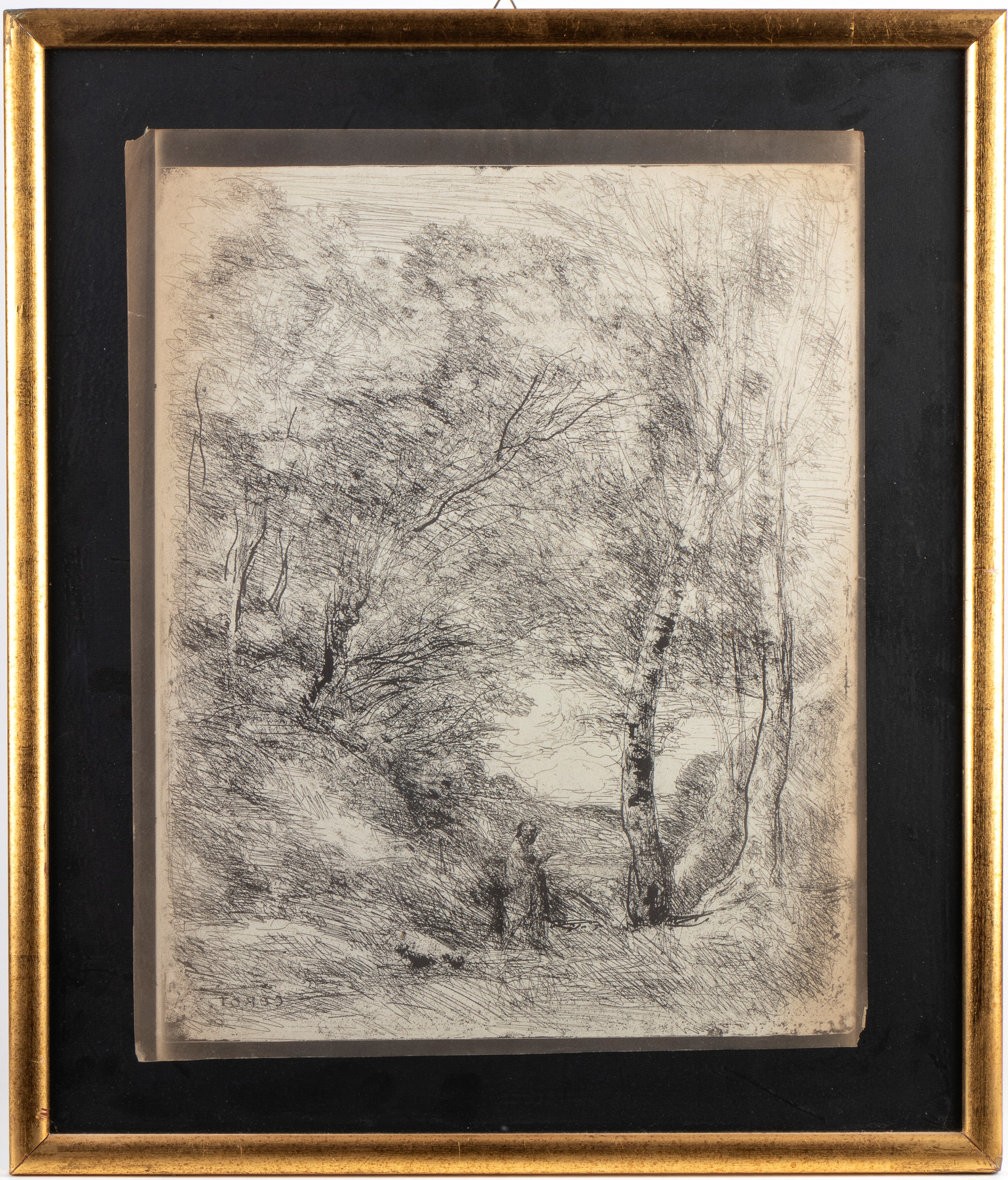 Jean-baptiste Camille Corot (1796-1875) - Corot, Les Jardins d'Horace, Cliché-verre