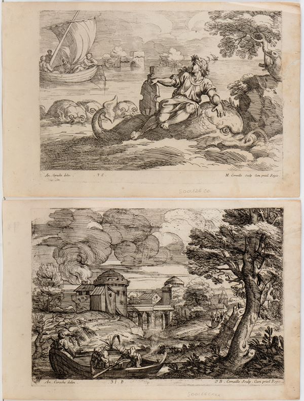 Paesaggio fluviale | Arion salvato da un delfino, da Annibale Carracci