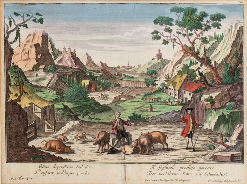 Georg Balthasar Probst - Il figliuolo prodigo - Bulino e acquaforte