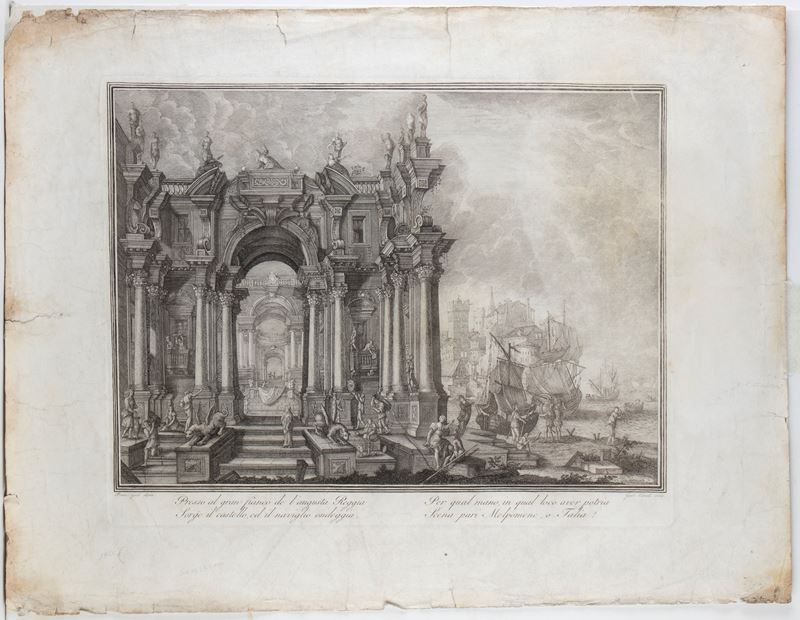 Gaetano Canali - Castello presso l'augusta Reggia, acquaforte