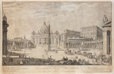 Veduta della Gran Piazza e della Chiesa di S. Pietro in Vaticano, acquaforte