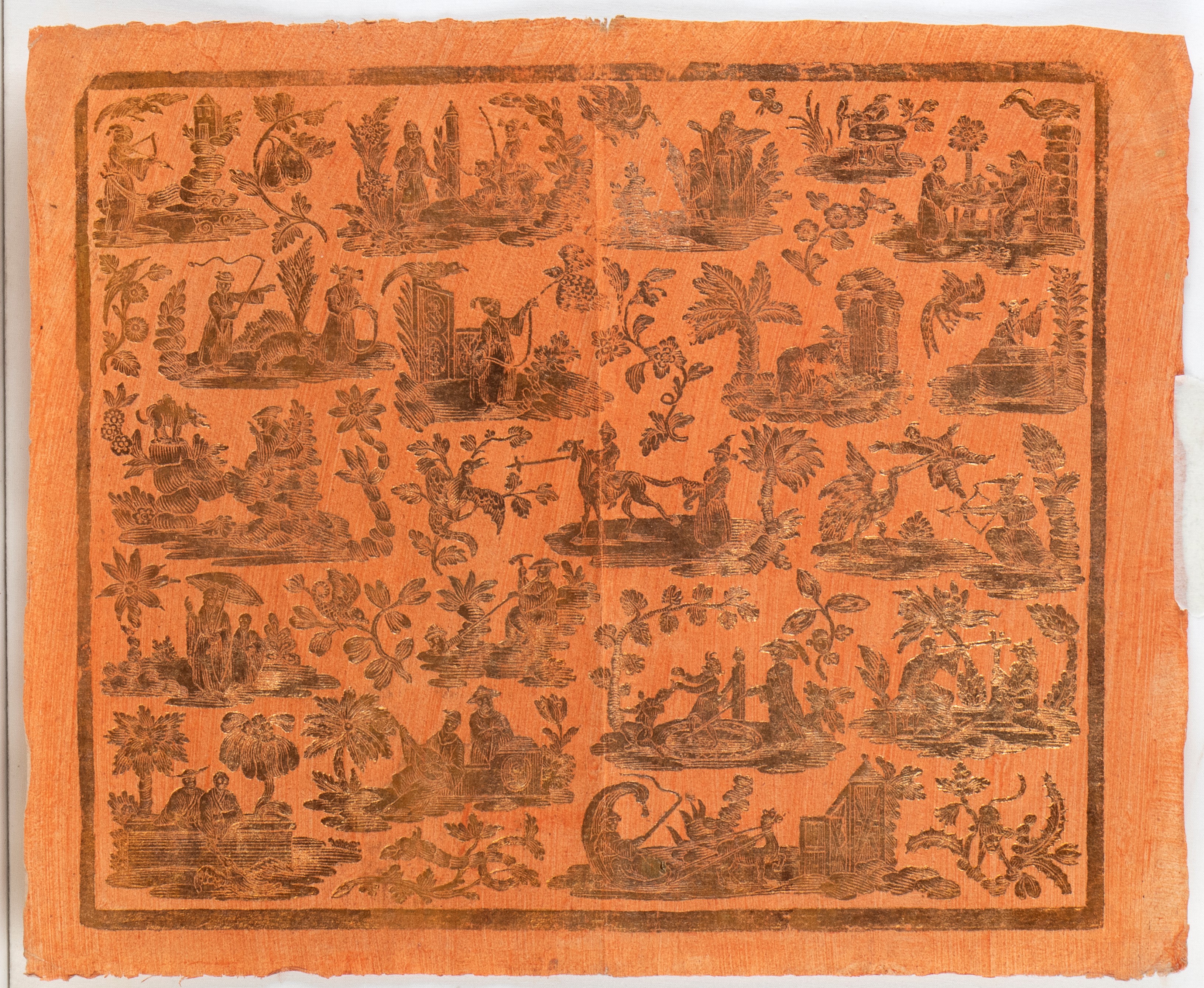 Paul Reymund - Lotto di sei carte da rivestimento (Buntpapier), xilografia
