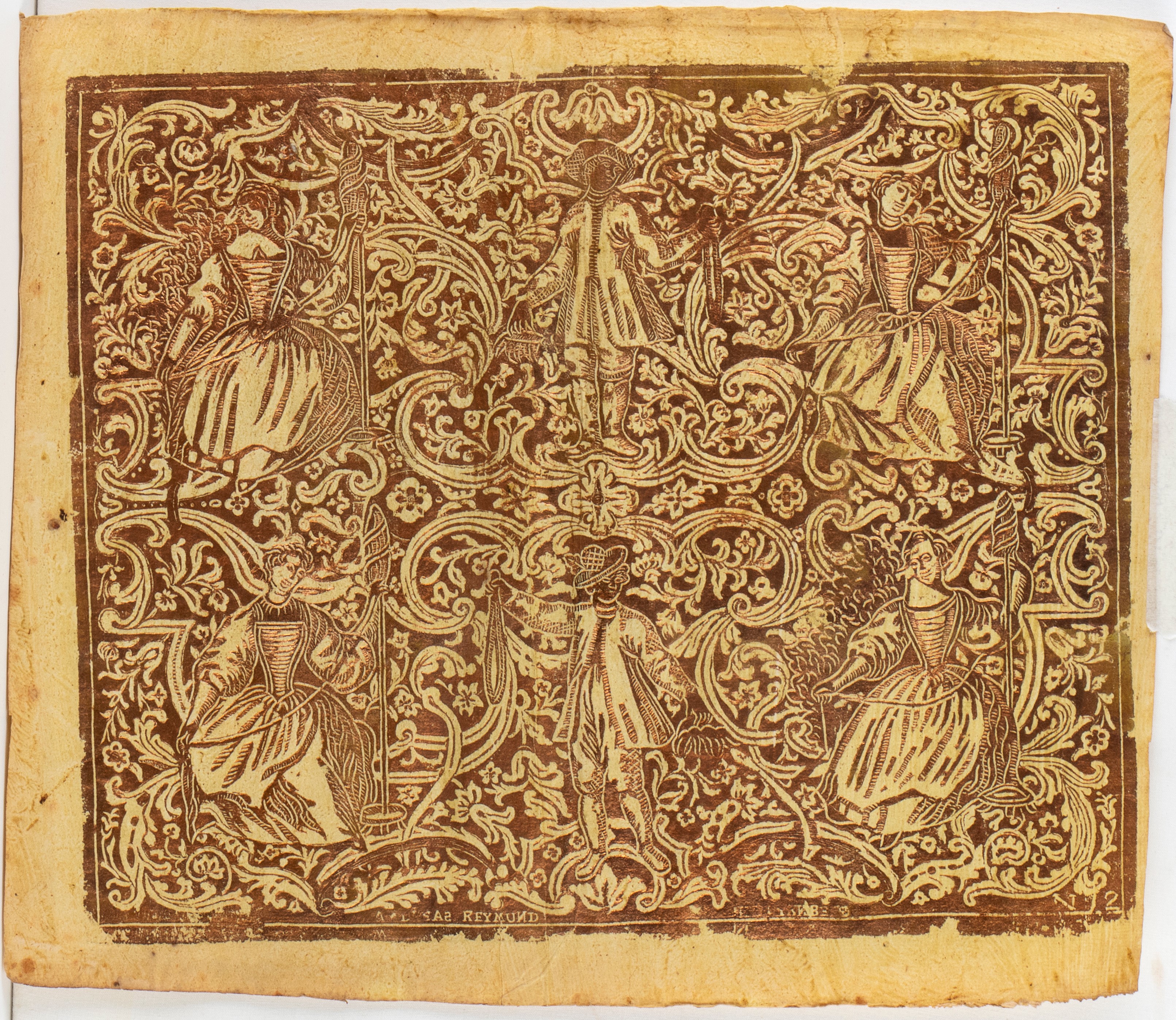 Paul Reymund - Lotto di sei carte da rivestimento (Buntpapier), xilografia