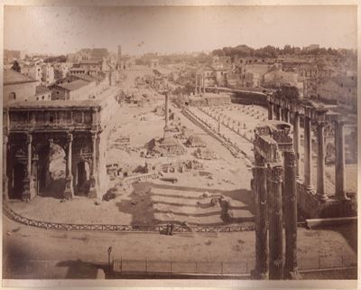 Fotografia attribuita a studi professionali, Roma: Tempio di Pallade, Arco di Settimio Severo, Ve...