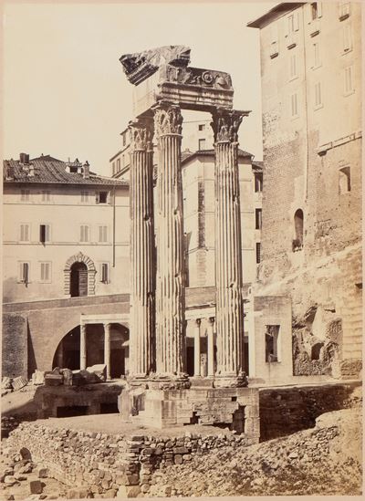 C. Ninci, Tempio di Vespasiano a Roma, fotografia originale all’albumina