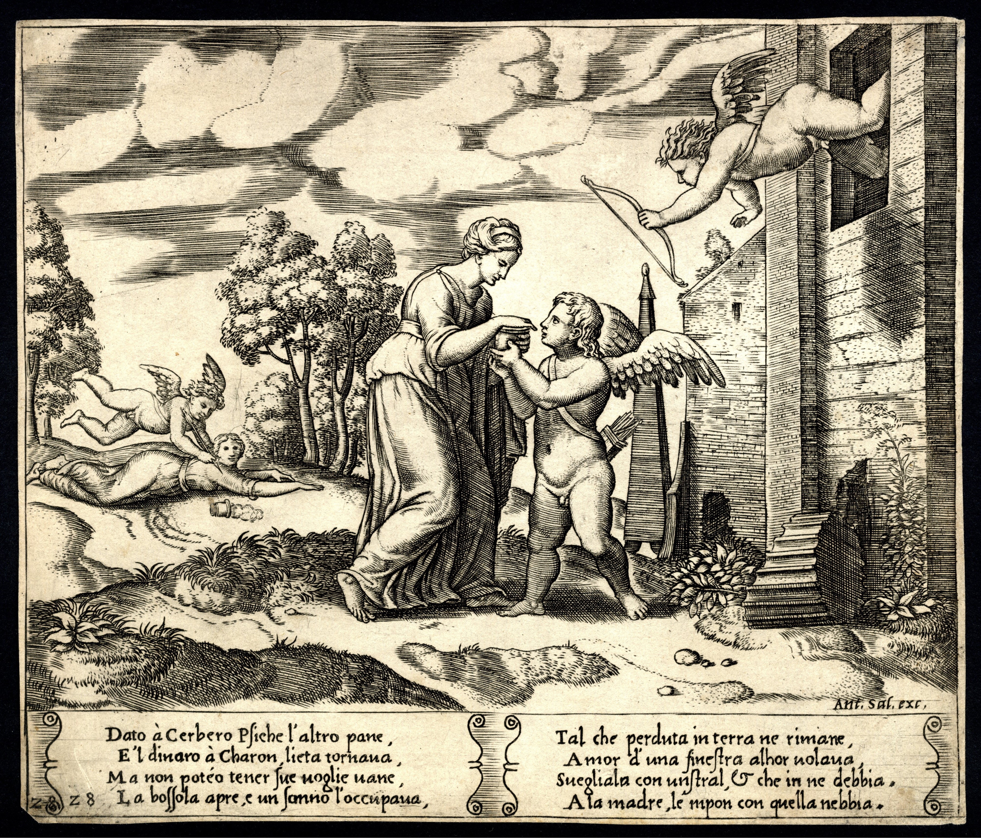 Amore vola in soccorso di Psiche | Il Parnaso degli Dei