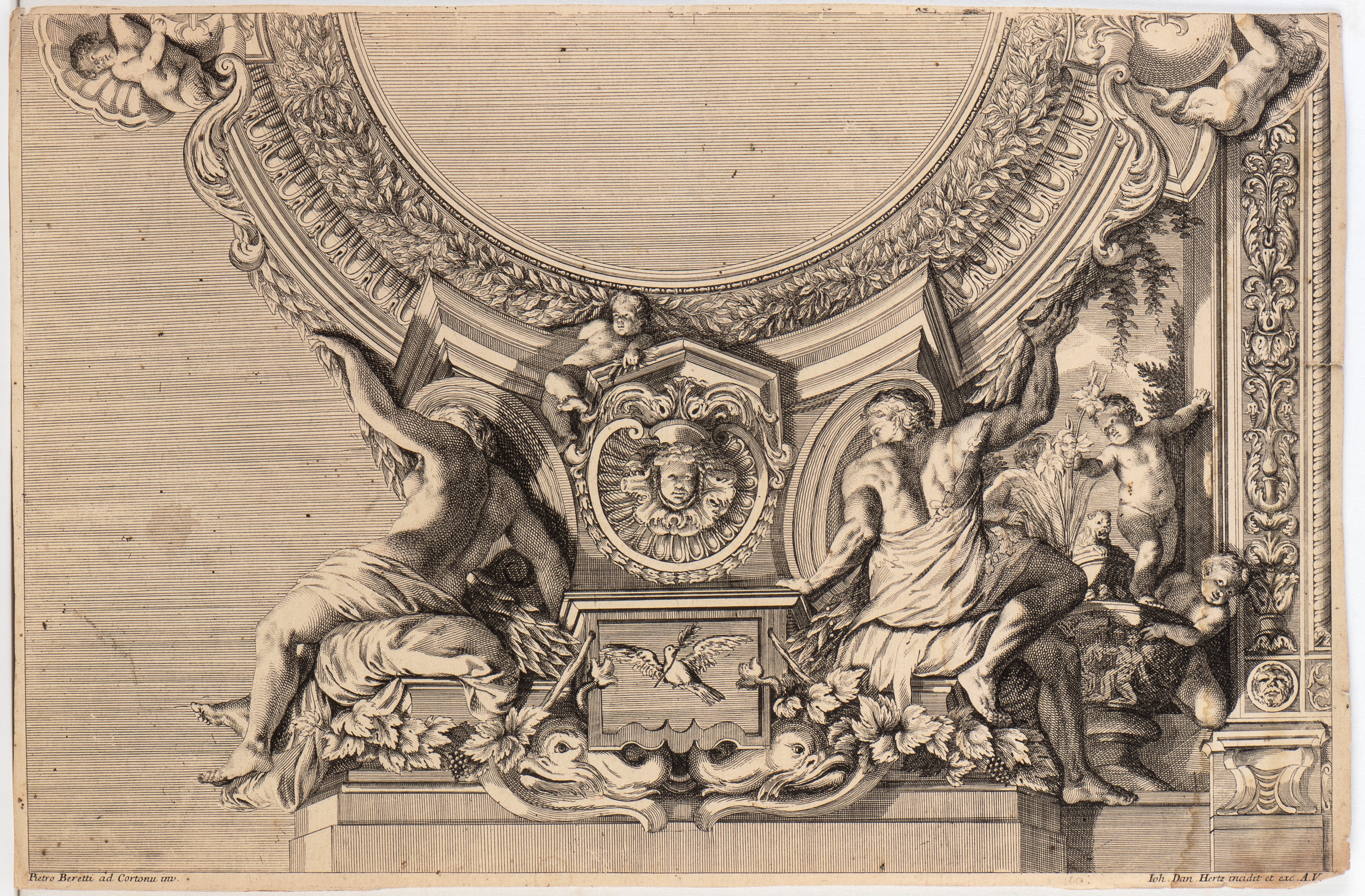Johann Daniel Herz - Quattro incisioni all’acquaforte raffiguranti affreschi nel Palazzo Doria Pa...