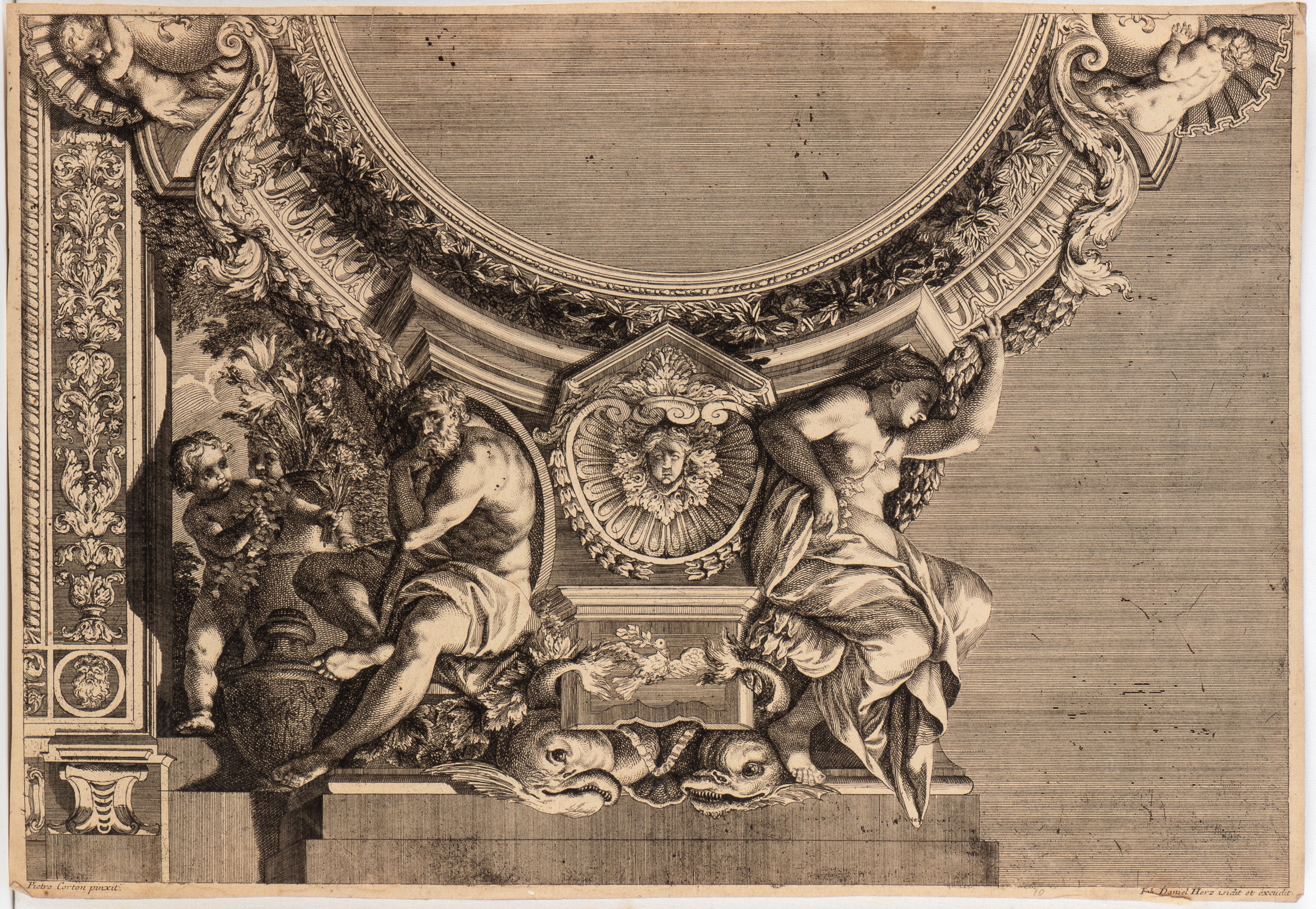 Johann Daniel Herz - Quattro incisioni all’acquaforte raffiguranti affreschi nel Palazzo Doria Pa...