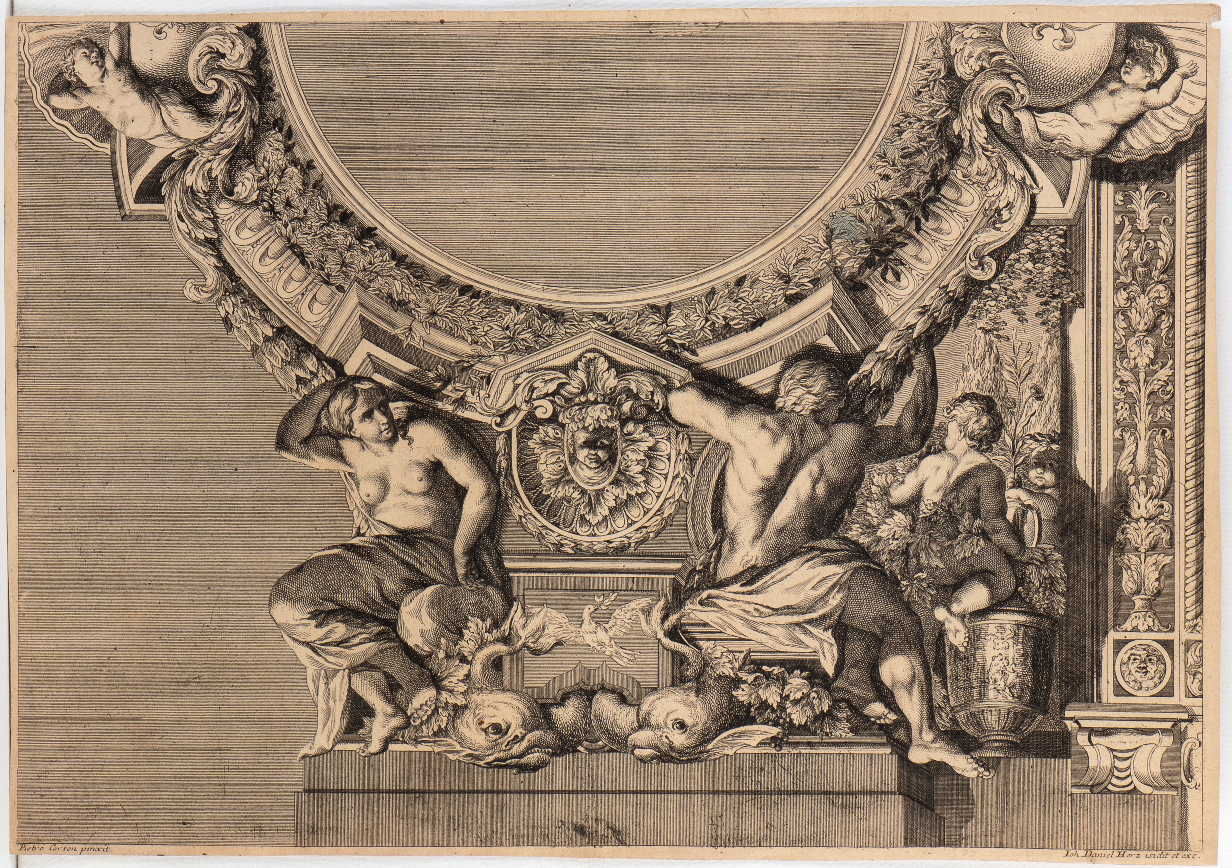 Johann Daniel Herz - Quattro incisioni all’acquaforte raffiguranti affreschi nel Palazzo Doria Pa...