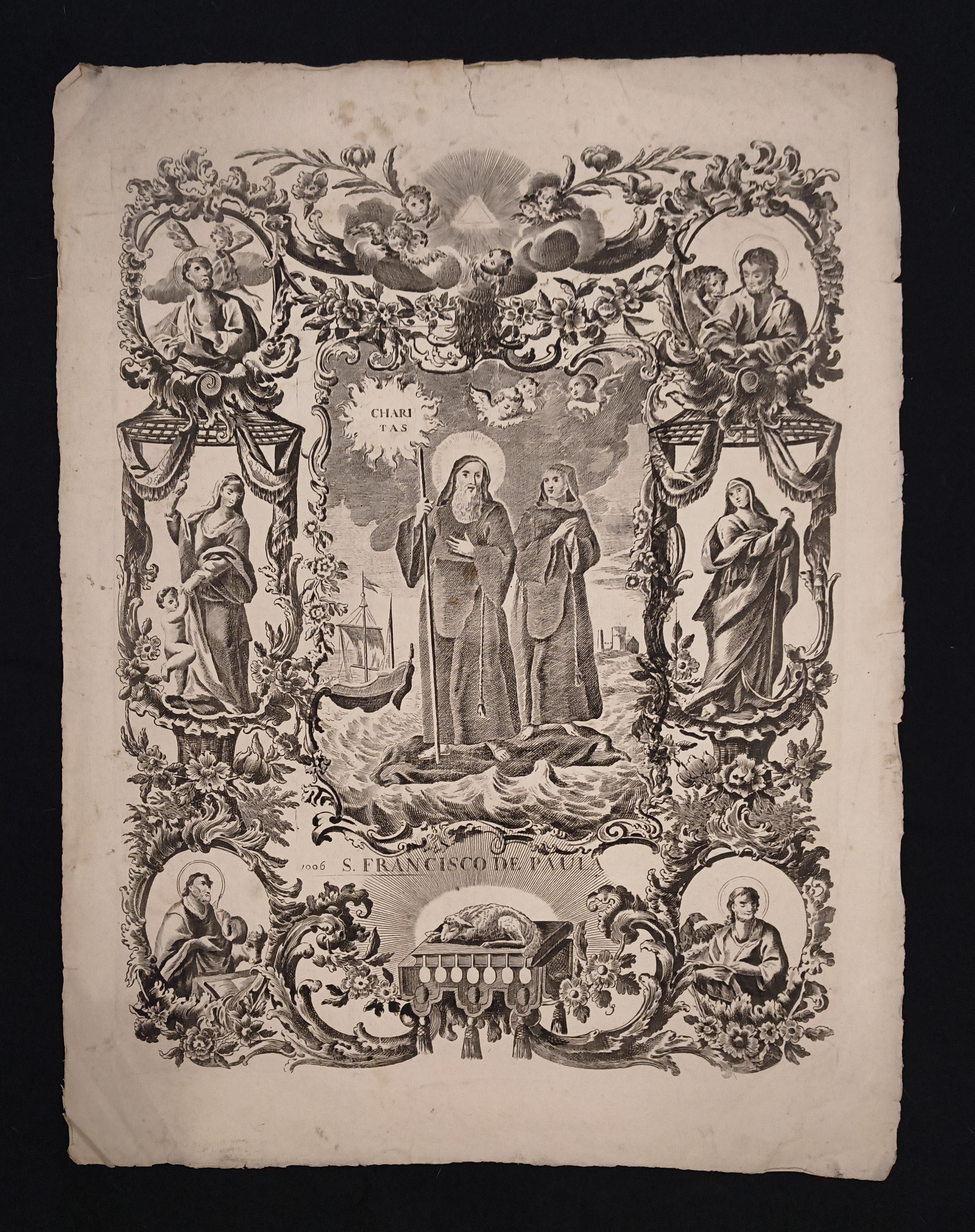 Johann Baptist Klauber - Tre incisioni con figure di santi (San Francisco de Paula, Santa Petroni...