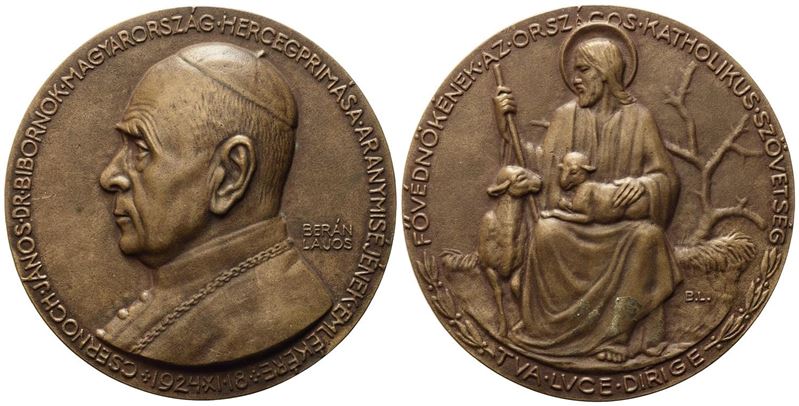 Ungheria. Beràn Lajos (scultore e Artista, 1882-1943). Medaglia 1924. Ae (80mm)