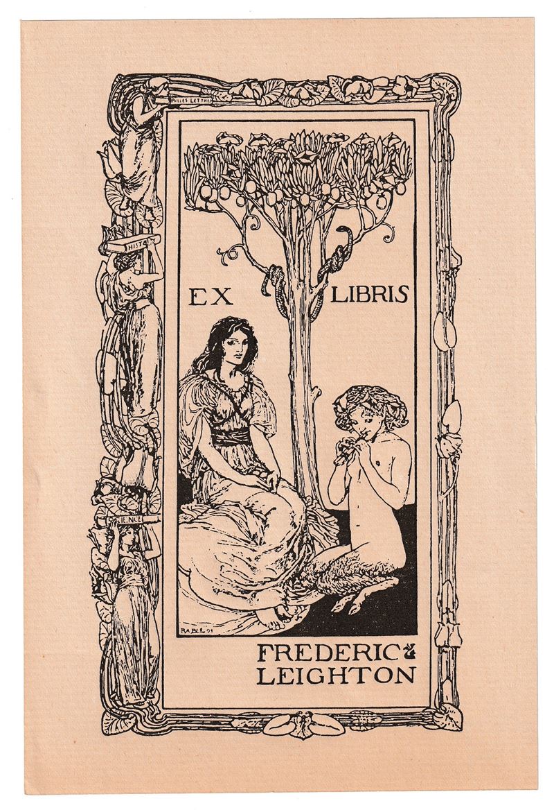 Robert Anning Bell - Ex libris di Frederic Leighton, xilografia del 1894
