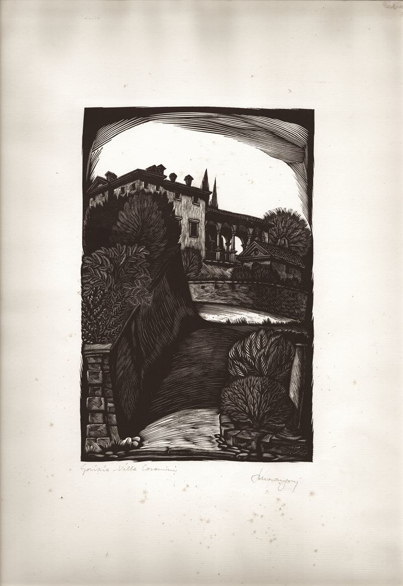 Tranquillo Marangoni - Gorizia – Villa Coronini, xilografia