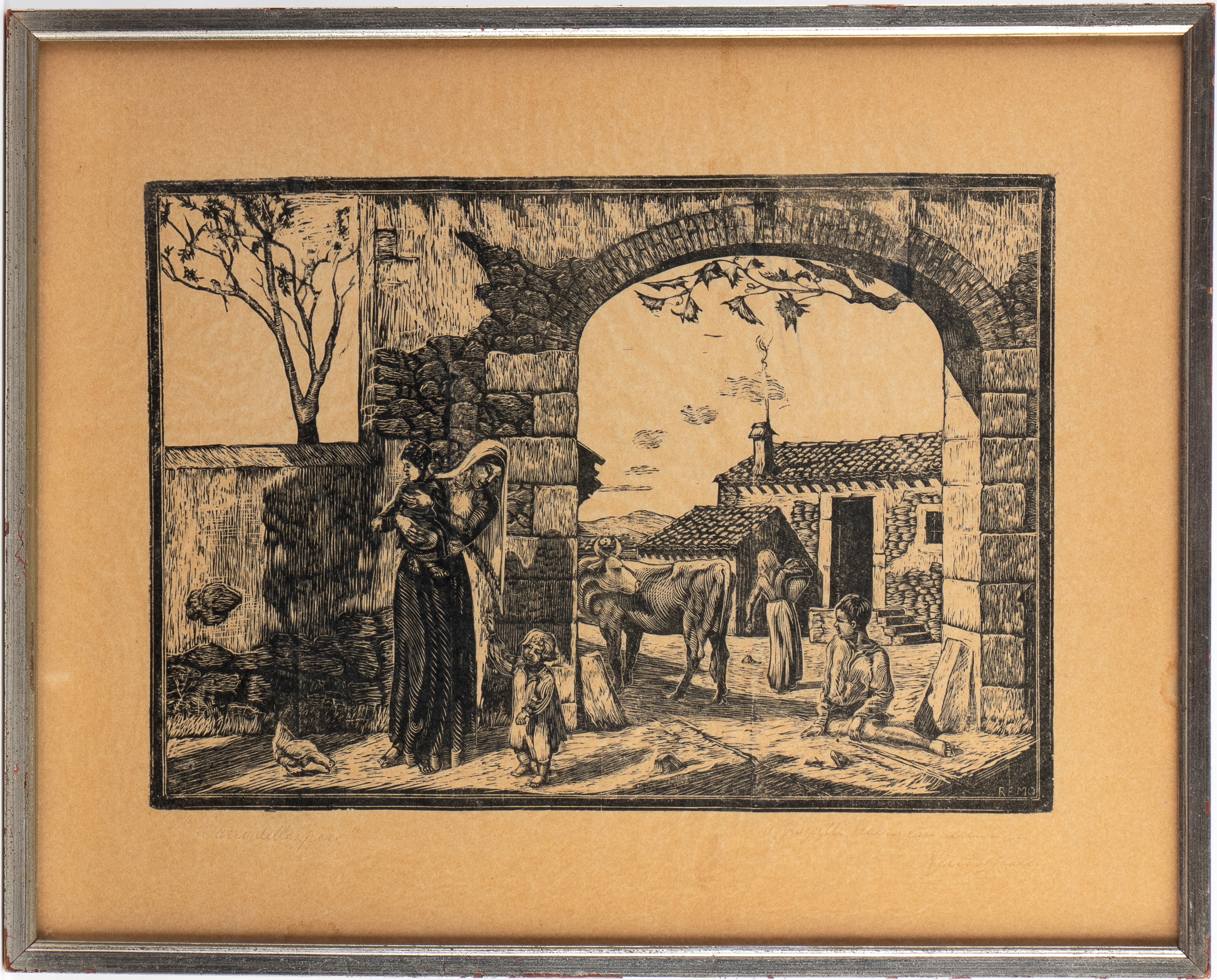 Remo Branca - L'arco della Pace, xilografia