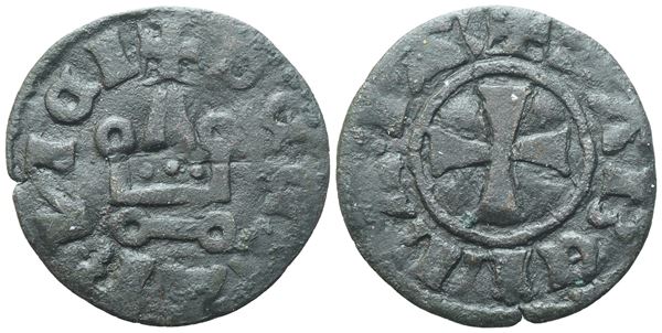 AVELLA. Niccolò Ianvella Conte di Sant'Angelo dei Lombardi (post 1380). Denaro tornese; Mi (1,06 g; 17,4 mm)