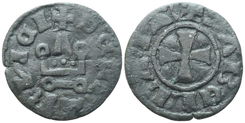 AVELLA. Niccolò Ianvella Conte di Sant'Angelo dei Lombardi (post 1380). Denaro tornese; Mi (1,06 ...