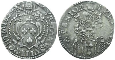 Urbano VIII, Barberino 1629 (stemma Barberini), Ag (2,80 g; 25,4 mm)
