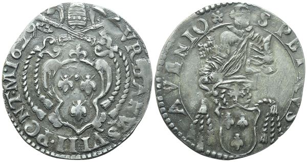 AVIGNONE. Urbano VIII (1623-1644). Barberino 1629; Ag (2,80 g; 25,4 mm)