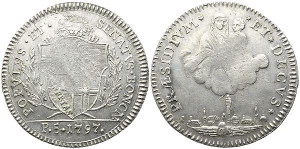 BOLOGNA. Governo Popolare (1796-1797). Mezzo Scudo 1797; Ag (14,20 g; 35,5 mm)