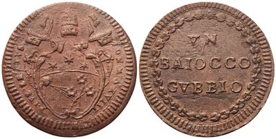 Pio VI (1775–1799), Baiocco dello Stato Pontificio a Gubbio, anno XVIII