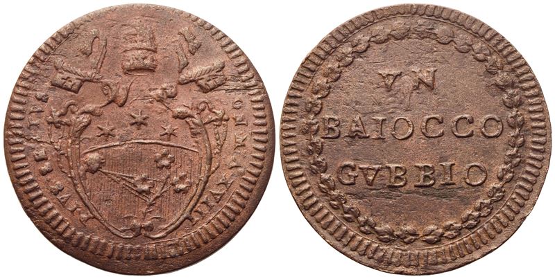 Pio VI (1775–1799), Baiocco dello Stato Pontificio a Gubbio, anno XVIII