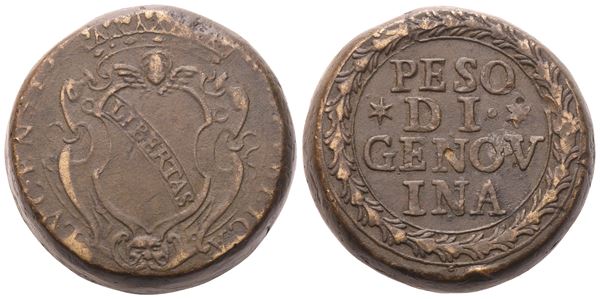 LUCCA. Repubblica (XVIII sec.). Peso monetale; Ae (37,7 g; 26 mm)