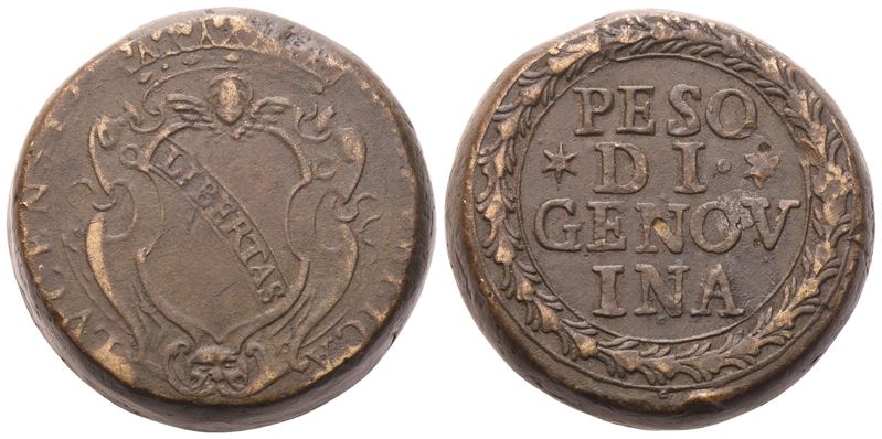 Lucca, Repubblica (XVIII sec.), peso monetale in bronzo (Ae)