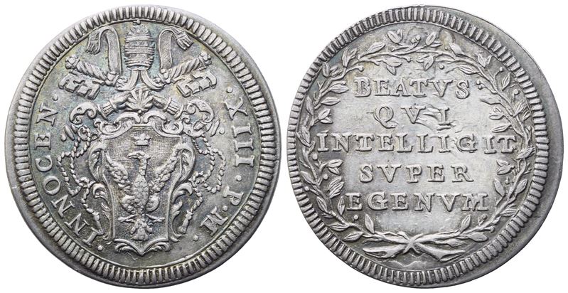 Innocenzo XIII, Stato pontificio, Giulio (1721-1724), con stemma e legenda "BEATVS QVI INTELLIGIT...
