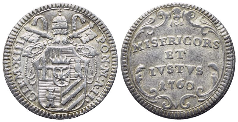 Stato Pontificio, Clemente XIII (1758-1769), Grosso 1760 (Anno II), Ag