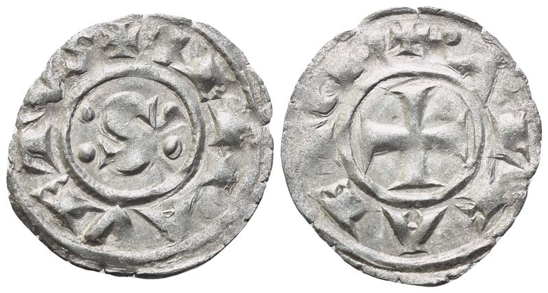 Siena, Repubblica (sec. XII–1390), Denaro con legenda e croce
