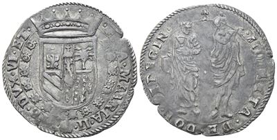 Urbino, Francesco Maria II della Rovere (1574-1624), Due Sedicine o 32 Quattrini, Ag (argento) 2,...