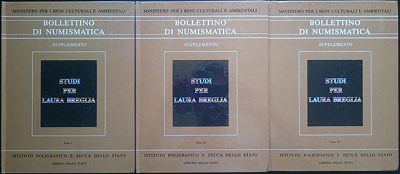 Aa. Vv. - Bollettino di Numismatica, Supplemento al N. 4. Studi per Laura Breglia. 3 Voll. in Cof...