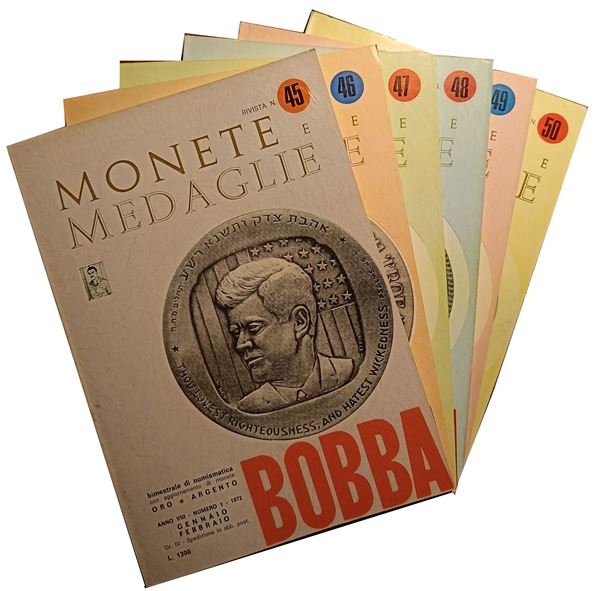 Rivista BOBBA – Anno VIII, 1972, Annata completa di 6 riviste dal n. 45 al n. 50. Asti, 1972. pp. 332, ill. in testo  moltissimi articoli su monete romane repubblicane, medievali e moderne di zecche italiane, papali, ecc.