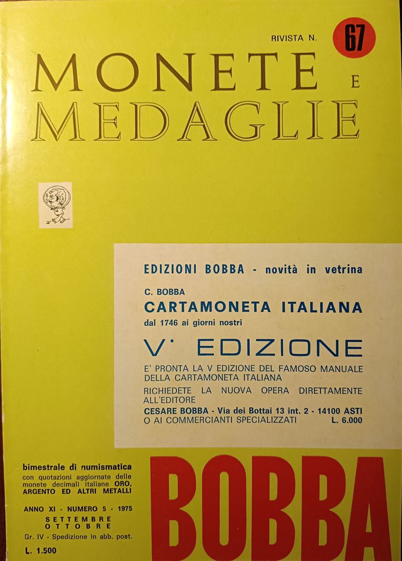 Rivista Bobba – Anno XI, 1975 N. 5, Rivista N. 67 - Settembre-ottobre. Asti, 1975. Pp. 224-270+XX...