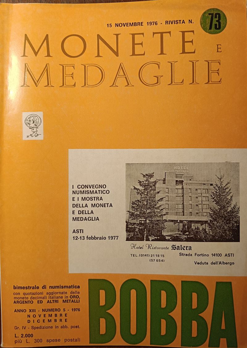 Rivista Bobba – Anno XIII, 1976 N. 5, Rivista N. 73 - Novembre-dicembre. Asti, 1976. Pp. 566-618+...