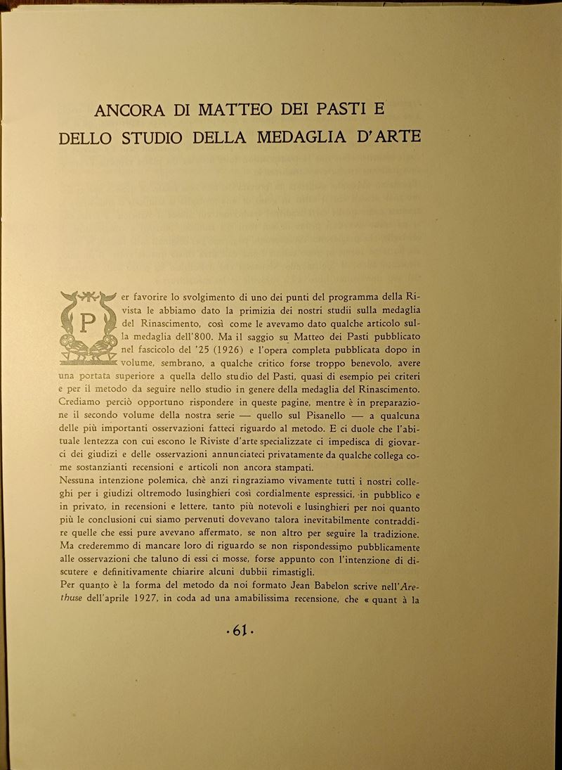Calabi A. – Cornaggia. – Ancora di Matteo dei Pasti e dello Studio della Medaglia D’arte. Milano,...