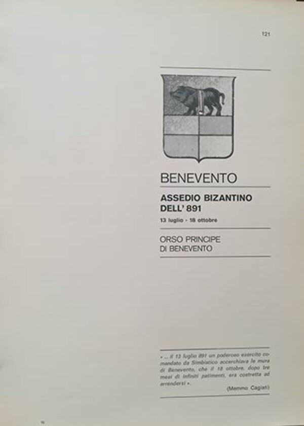 TRAINA M. – Gli assedi e le loro monete. –. Benevento: Assedio Bizantino dell’891.Bologna, 1975. pp. 12, ill.