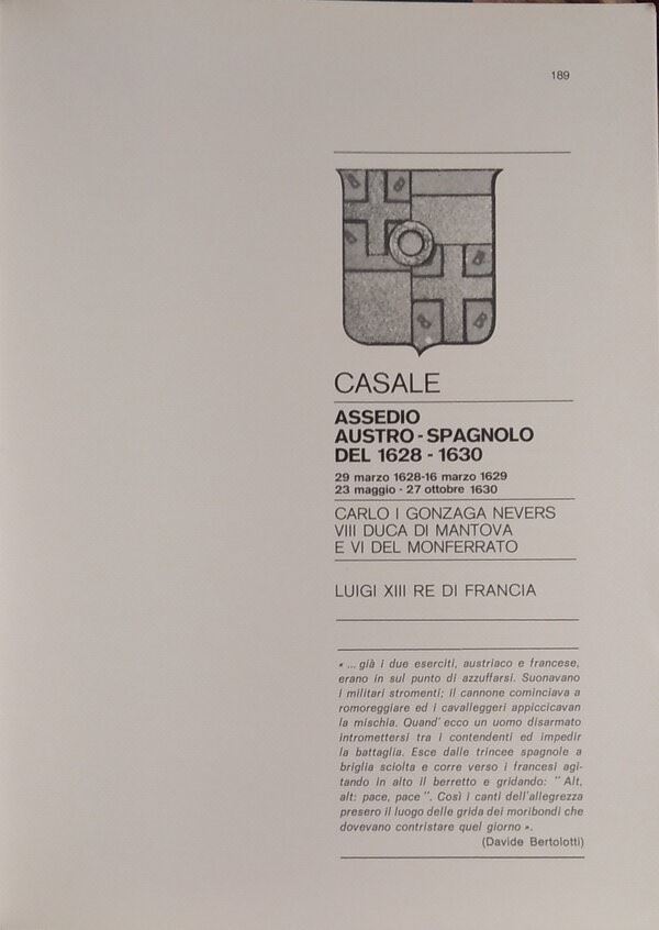 TRAINA M. – Gli assedi e le loro monete. –. Casale: Assedio austro-spagnolo del 1628-1630. Bologna, 1975. pp. 36, ill.