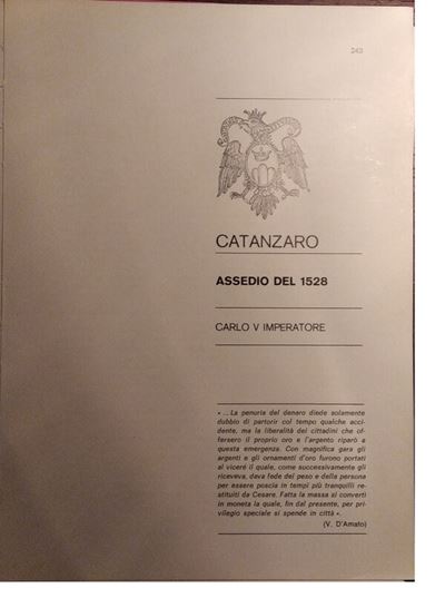 Traina M. – gli Assedi e le Loro Monete. –. Catanzaro: Assedio del 1528.bologna, 1975. Pp. 15, Il...