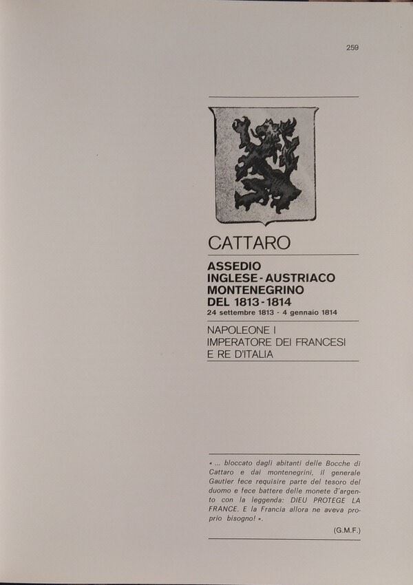 Traina M. – gli Assedi e le Loro Monete. –. Cattaro: Assedio Inglese-austriaco-montenegrino del 1...
