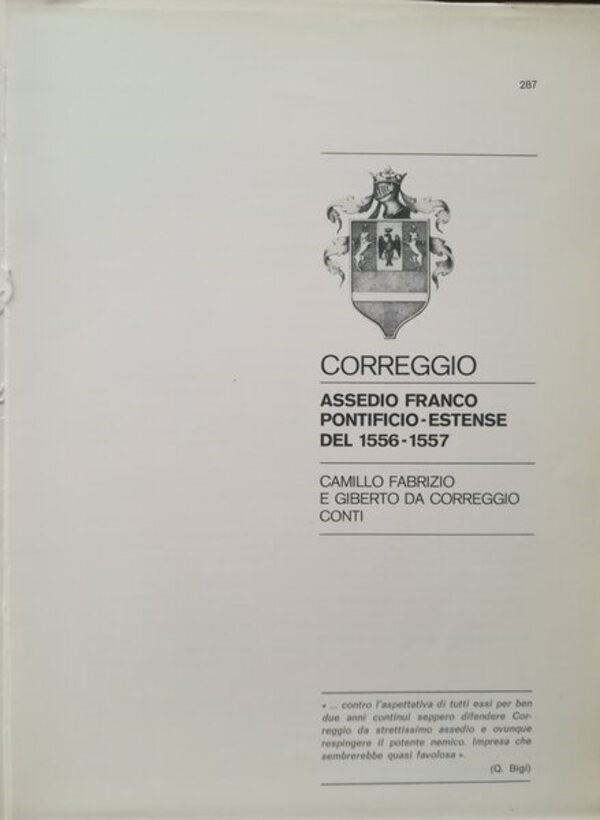 Traina M. – gli Assedi e le Loro Monete. –. Correggio: Assedio Franco-pontificio-estense del 1556...