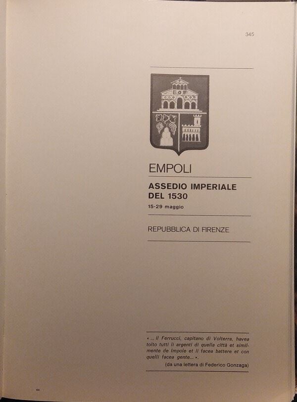 TRAINA M. – Gli assedi e le loro monete. –. Empoli: Assedio imperiale del 1530. Bologna, 1975. pp. 8, ill.