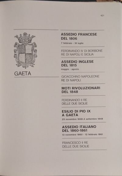 Traina M. – gli Assedi e le Loro Monete. –. Gaeta: Assedio Francese del 1806 - Assedio Inglese de...