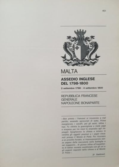 Traina M. – gli Assedi e le Loro Monete. –. Malta: Assedio Inglese del 1798-1800.bologna, 1975. P...