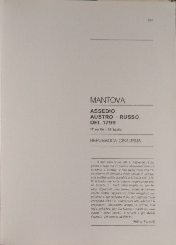 Traina M. – gli Assedi e le Loro Monete. –. Mantova: Assedio Austro-russo del 1799. Bologna, 1975...