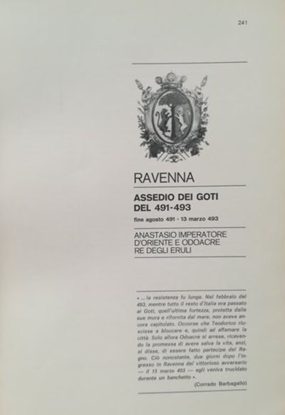Traina M. – gli Assedi e le Loro Monete. –. Ravenna: Assedio dei Goti (fine Agosto 491-13 Marzo 4...