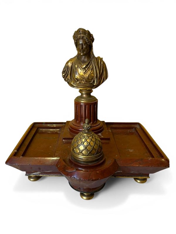 Gilded bronze inkwell