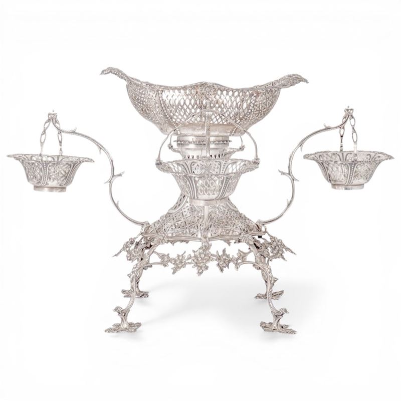 Epergne georgiana inglese in argento